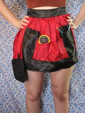 Handmade Red And Black Floral Apron